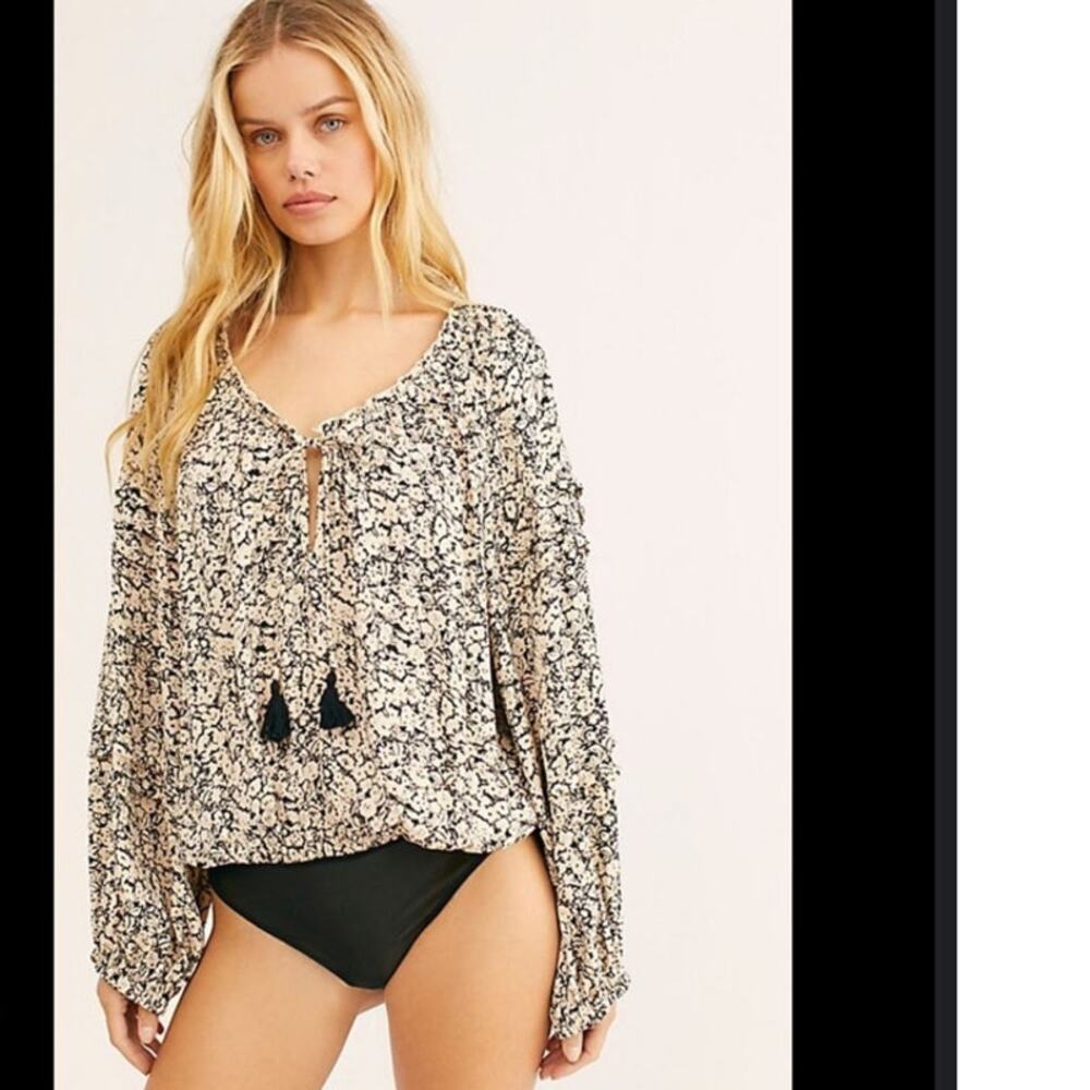 Free People All Tucks Printed bodysuit